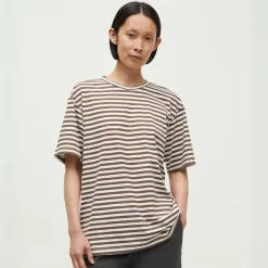 Aiayu t-shirt - Classic Circular Striped mix coffee