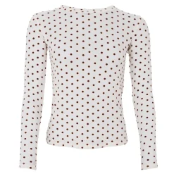 Black Colour bluse - Jennie Dotted Mesh cream