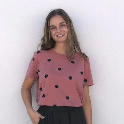 Black Colour t-shirt - Zelda S/S rose dot