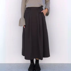 Co'couture nederdel - Luna Pocket Pleat dark brown