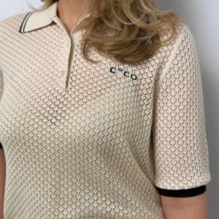 Co'couture strik - Lue Pointelle Polo bone