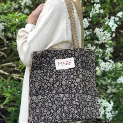 M.A.B.E taske - Blockprint And Jute Tote sort