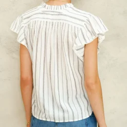 M.A.B.E top - Alma S/S ecru stripe