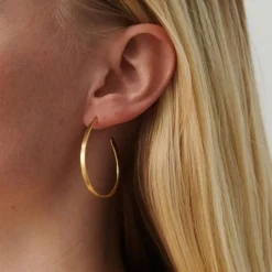 Pernille Corydon øreringe - E-107-G Oval Creoles guldbelagt