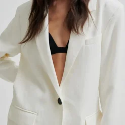 Second Female blazer - Lino New Fit white alyssum