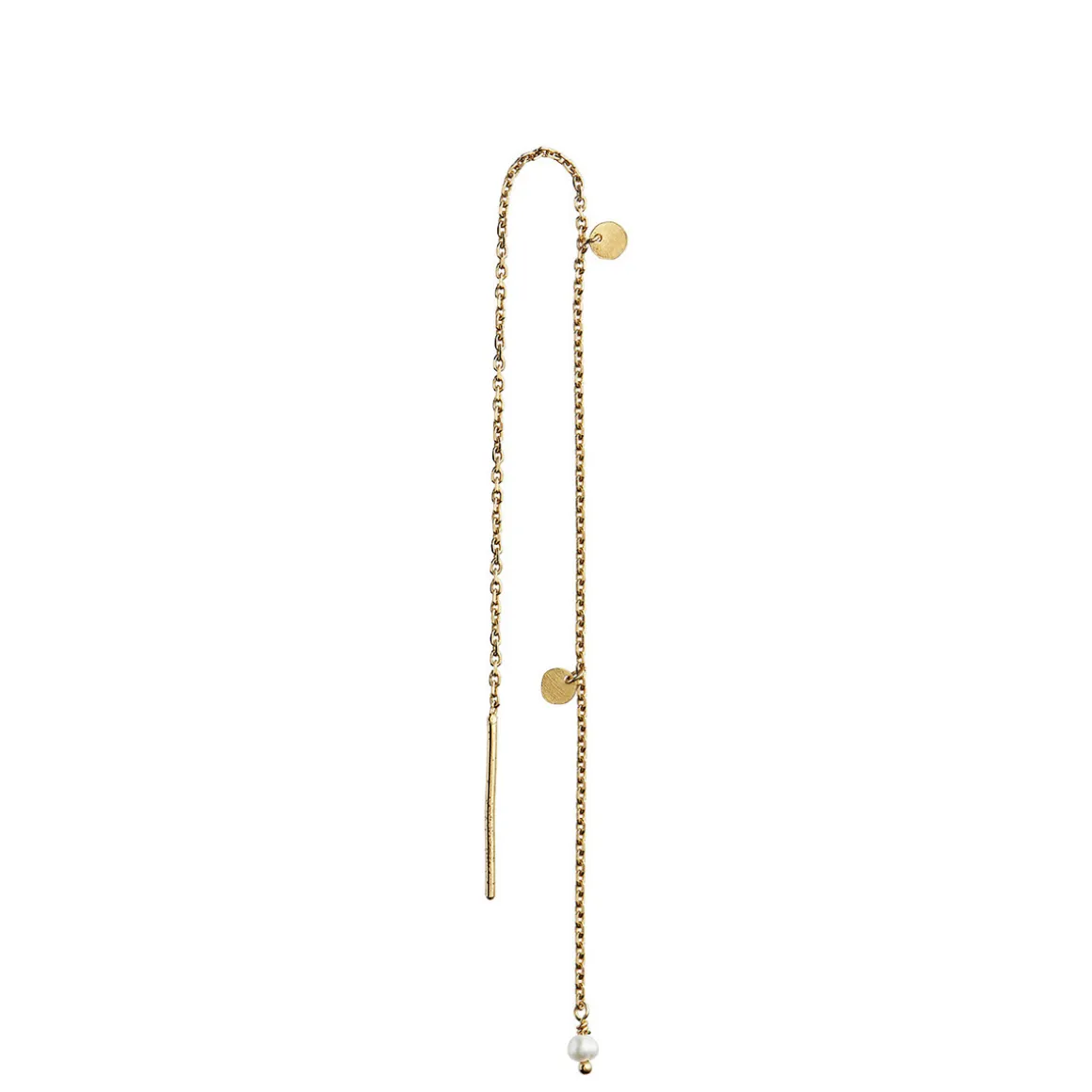 Stine A ørering - 1126 Dangling Petit Coin and Stone white pearl guldbelagt