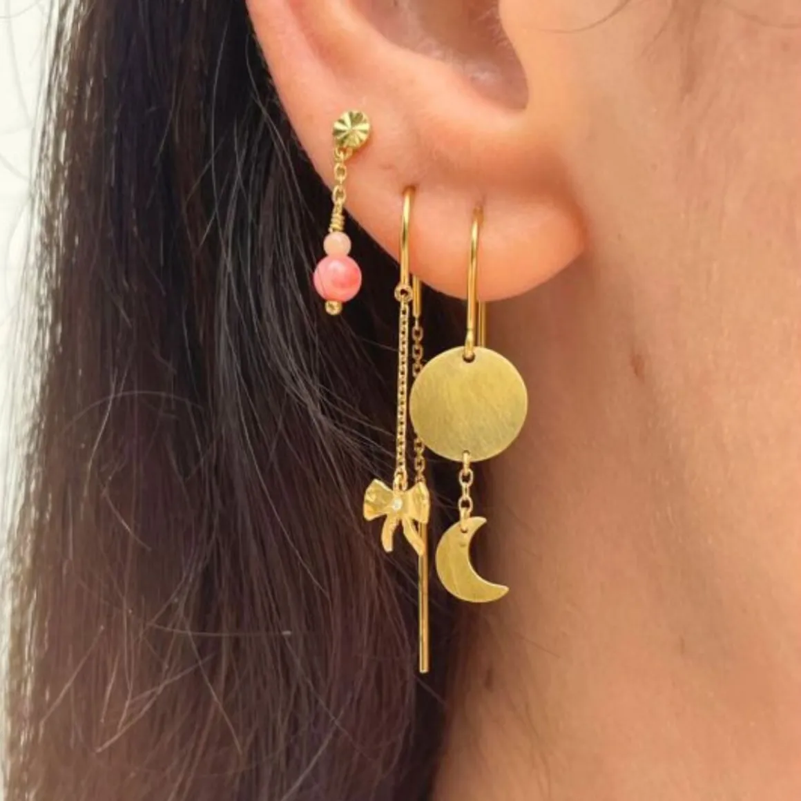 Stine A ørering - 1361 Tres Petit Etoile With Coral guldbelagt