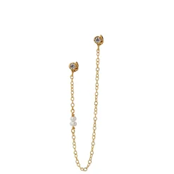 Stine A ørering - 1337 Twin Flow W. Stones, Chain & Pearls guldbelagt