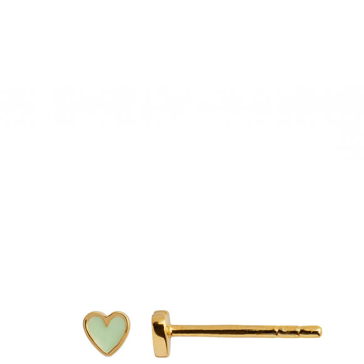 Stine A ørestik - 1181 Petit Love Heart mint green enamel guldbelagt