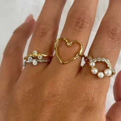 Stine A ring - 4053 Flow With Two Stones guldbelagt